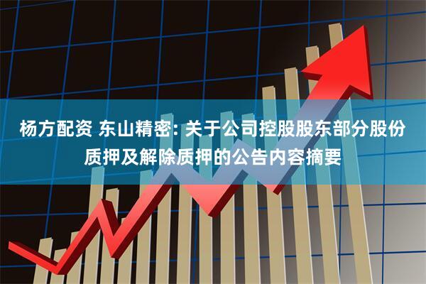 杨方配资 东山精密: 关于公司控股股东部分股份质押及解除质押的公告内容摘要